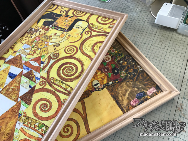 クリムトの『期待』と『実現』の手作り額